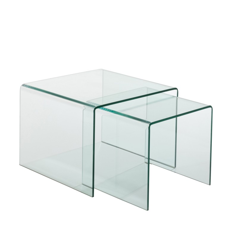 SIDE TABLE CL SET OF 2 CLEAR GLASS